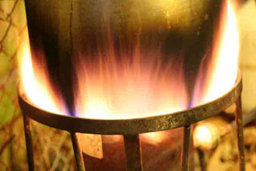 heating oil in a pot